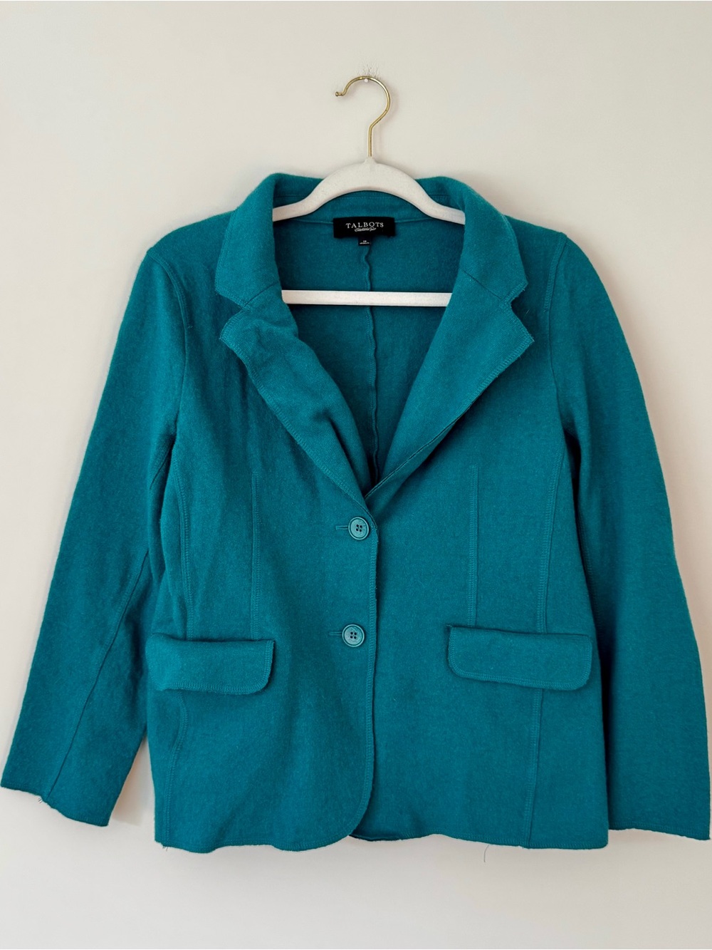 Talbots Wool Blend Blazer Jacket, Teal Blue / Green – Size 12 (Medium Fit)